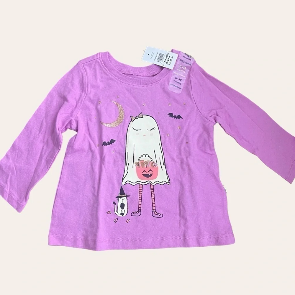 Gap Infant Baby Girls Halloween Shirt Sz 6-12 months Gold Glitter Detail NWT